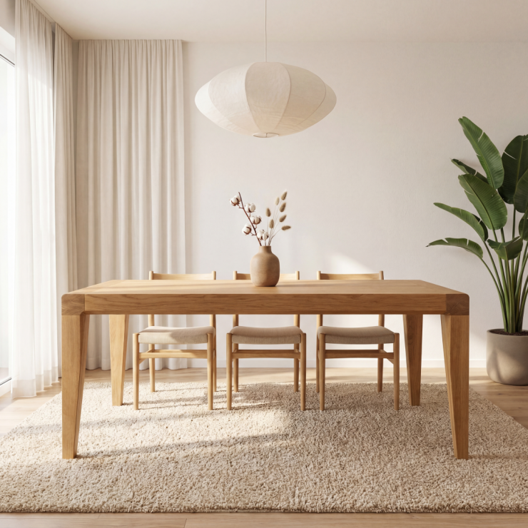 Designerski stół dębowy. Materiały premium. Wykonany w polskiej stolarni. Produkt rzemieślniczy. Stół rozkładany do salony, nowoczesny design.  Styl klasyczny, skandynawski, japandi, boho.